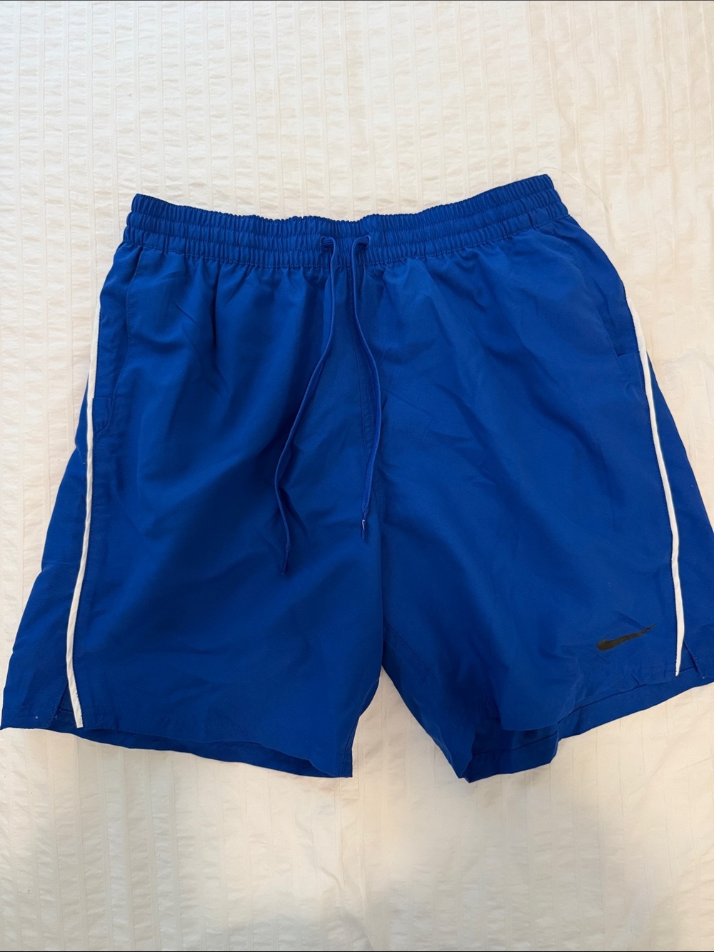 Nike Royal Blue swim Shorts with White Side Stripe